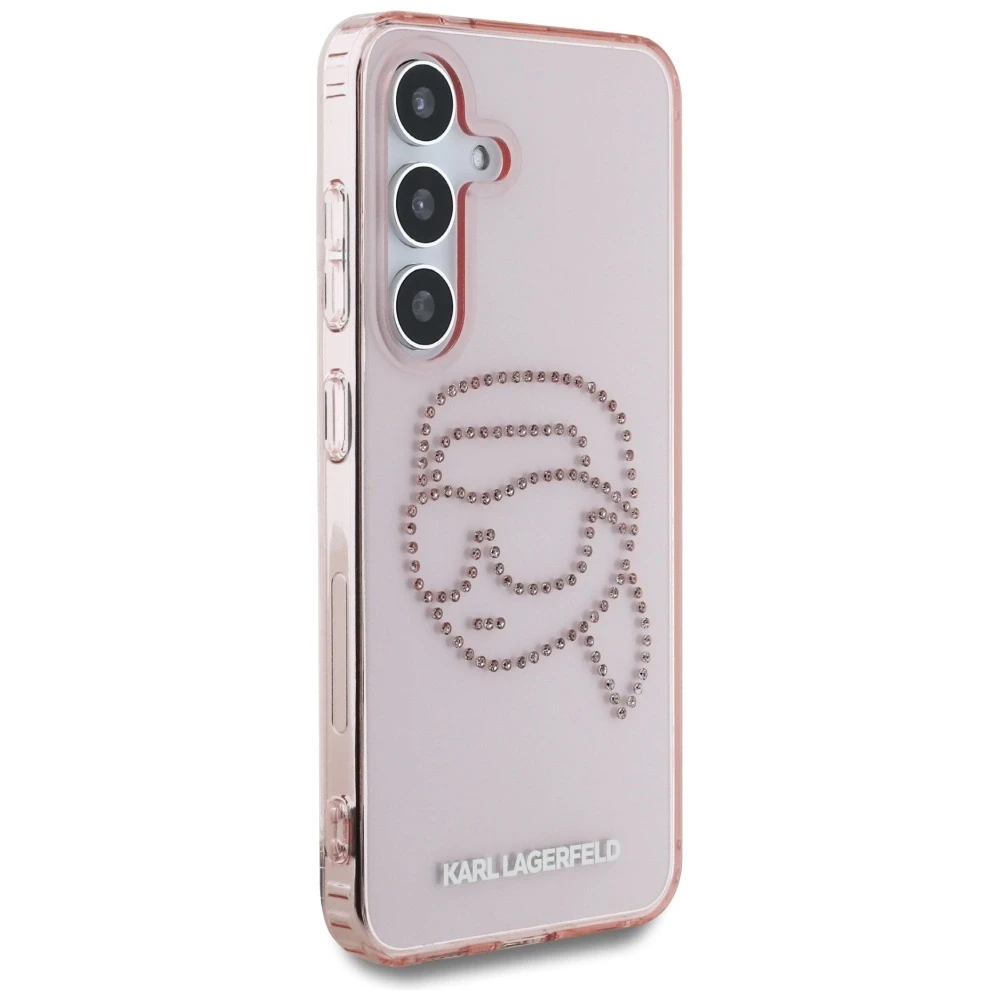 Dėklas Karl Lagerfeld Rhinestones K. Head Logo Samsung Galaxy S25 rožinės spalvos