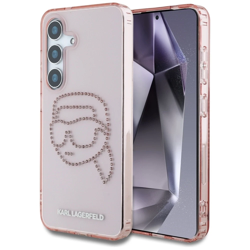 Dėklas Karl Lagerfeld Rhinestones K. Head Logo Samsung Galaxy S25 rožinės spalvos