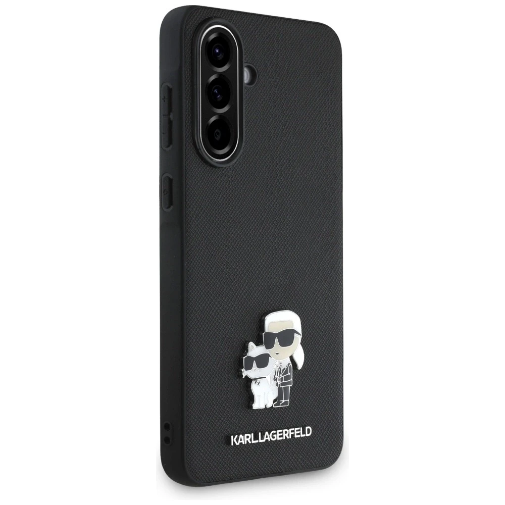 Originalus Dėklas Karl Lagerfeld Saffiano w/ K&C Metal Logo skirtas Samsung Galaxy A36 juodos spalvos