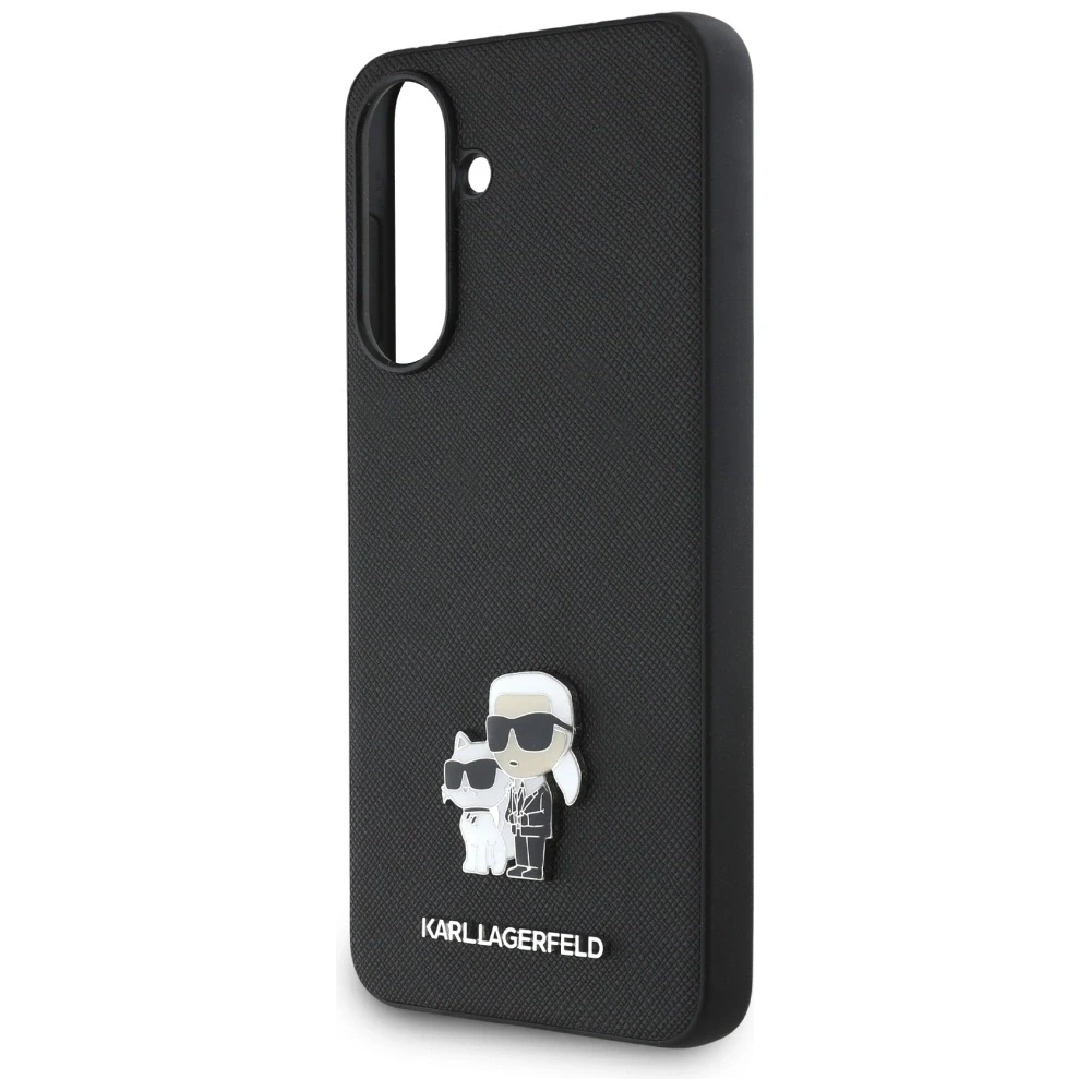 Originalus Dėklas Karl Lagerfeld Saffiano w/ K&C Metal Logo skirtas Samsung Galaxy A36 juodos spalvos