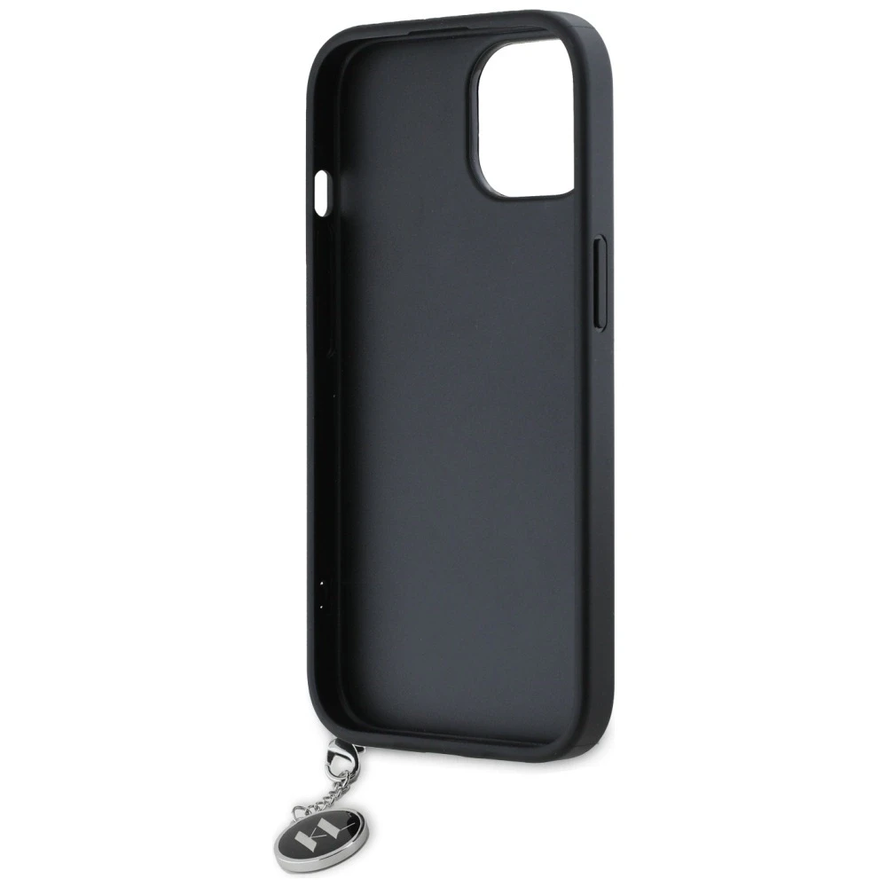 Karl Lagerfeld KLHCP15SPSAKDGCK Apple iPhone 15 / 14 / 13 6.1″ juodos spalvos kietas dėklas Saffiano Rhinestones &