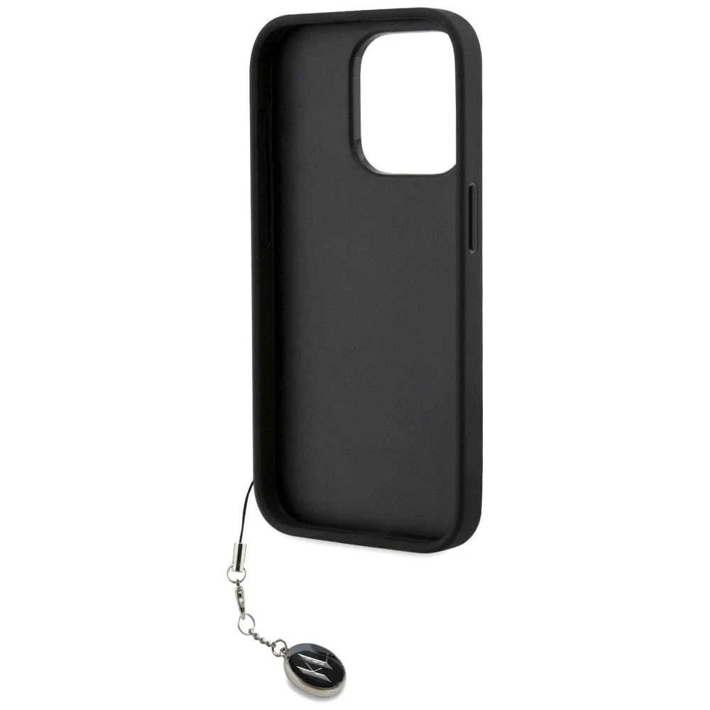 Apple iPhone 15 Pro Max Karl Lagerfeld dėklas Saffiano Rhinestones & Charm (KLHCP15XPSAKDGCK) juodos spalvos