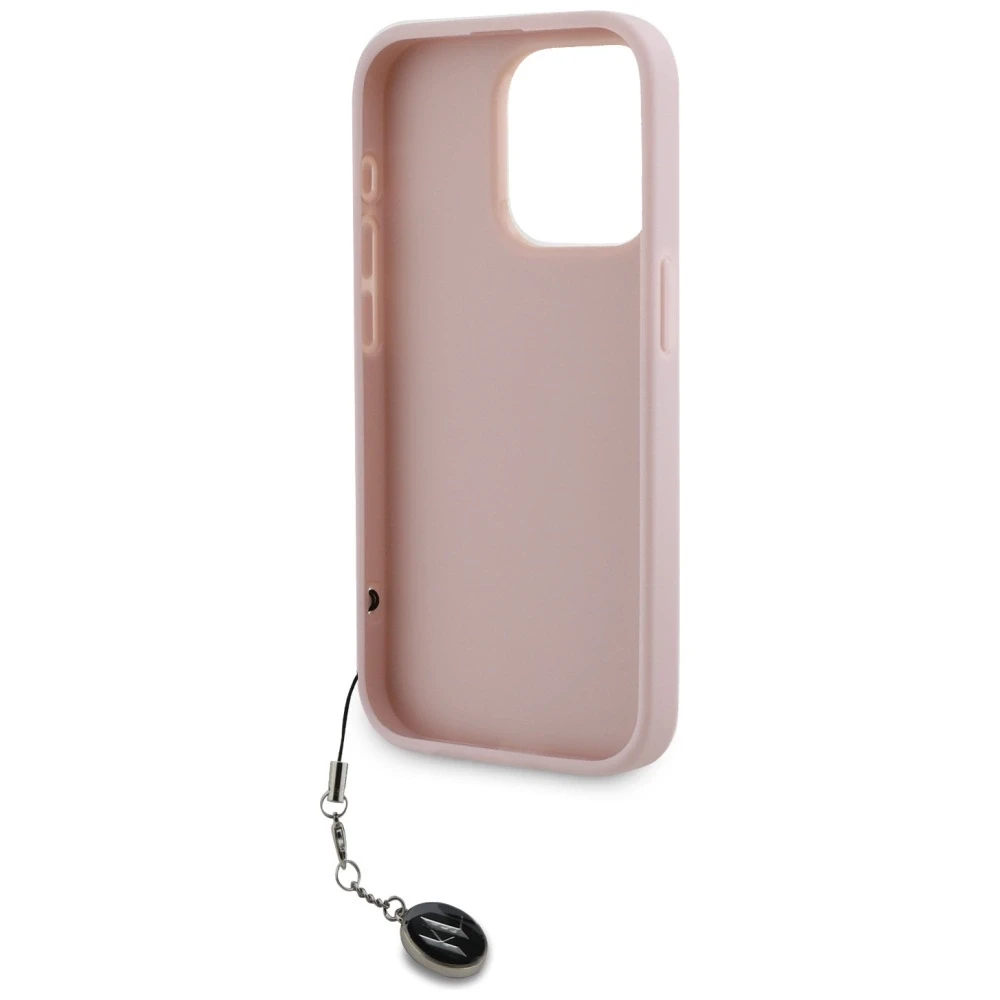 Apple iPhone 15 Pro Max Karl Lagerfeld dėklas Saffiano Rhinestones & Charm (KLHCP15XPSAKDGCP) rožinės spalvos