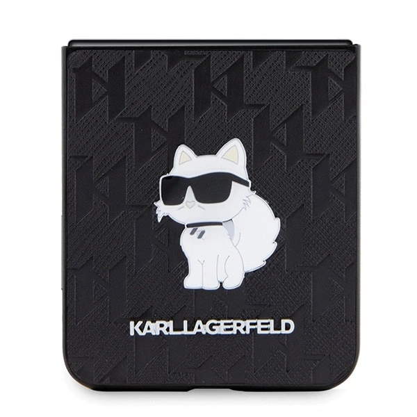 Karl Lagerfeld KLHCZF5SAPCHNPK Z Flip5F731 kietas dėklas juodos spalvos Saffiano Monogram Choupette Pin