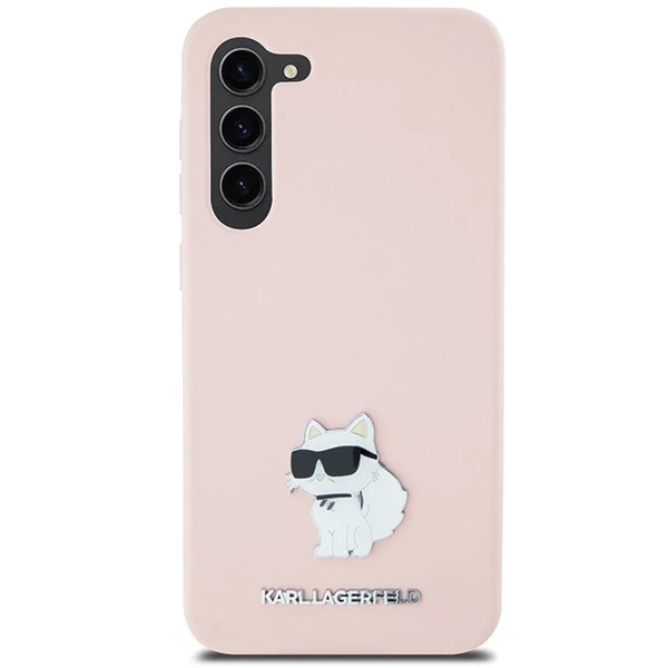 Dėklas Karl Lagerfeld KLHCS23MSMHCNPP S23+ S916 rožinės spalvos Silicone Choupette Metal Pin