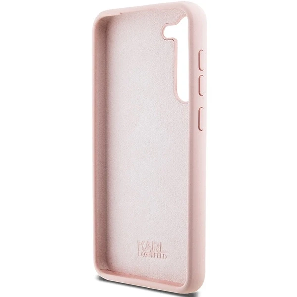 Dėklas Karl Lagerfeld KLHCS23MSMHCNPP S23+ S916 rožinės spalvos Silicone Choupette Metal Pin