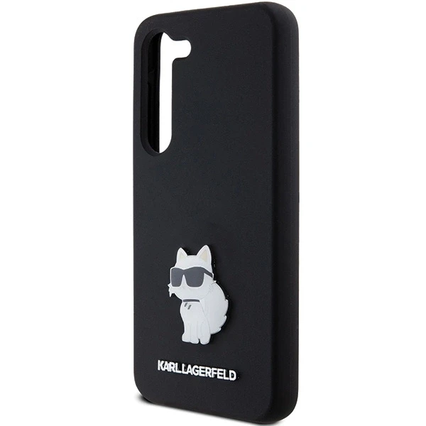 Karl Lagerfeld KLHCS23SSMHCNPK S23 S911 juodos spalvos kietas dėklas Silicone Choupette Metal Pin