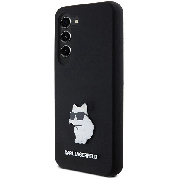 Karl Lagerfeld KLHCS23SSMHCNPK S23 S911 juodos spalvos kietas dėklas Silicone Choupette Metal Pin