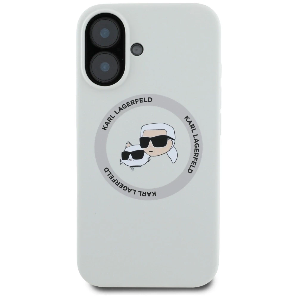 Dėklas Karl Lagerfeld Silicone Double Heads And Circle MagSafe Apple iPhone 16, smėlio spalvos