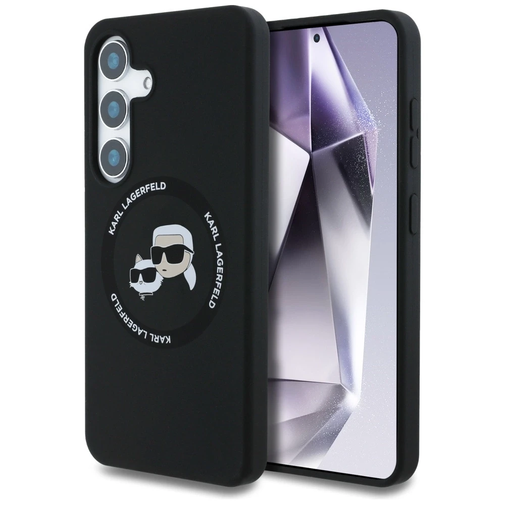 Karl Lagerfeld Silicone Double Heads And Circle MagSafe Samsung Galaxy S25 dėklas telefonui juodos spalvos