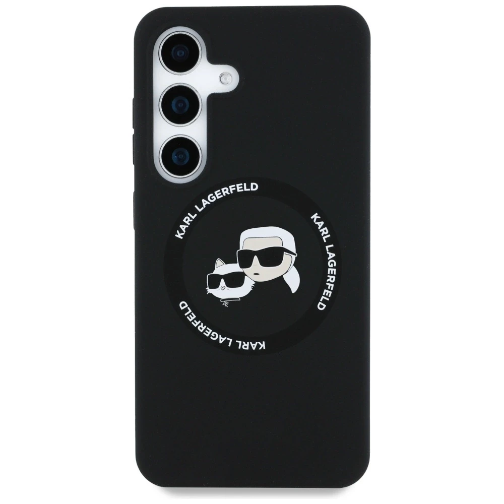 Karl Lagerfeld Silicone Double Heads And Circle MagSafe Samsung Galaxy S25 dėklas telefonui juodos spalvos