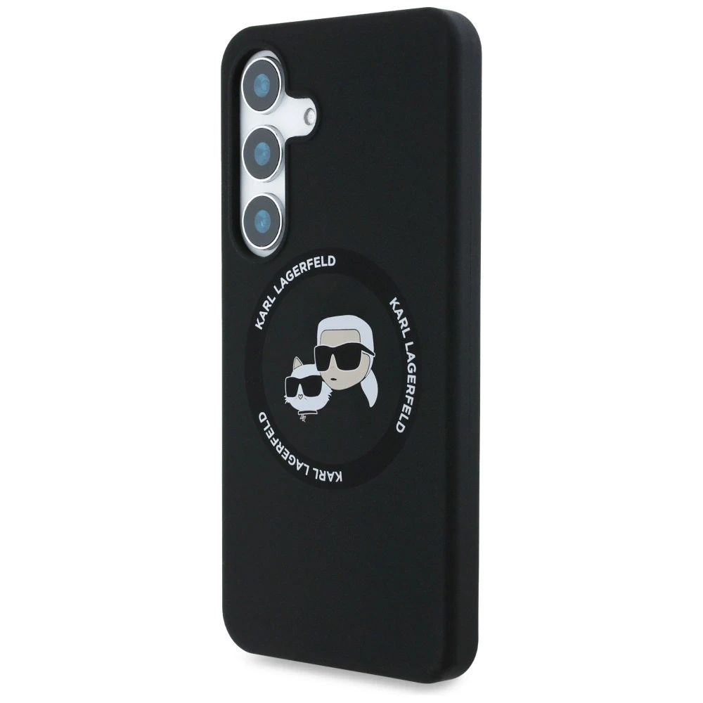 Karl Lagerfeld Silicone Double Heads And Circle MagSafe Samsung Galaxy S25 dėklas telefonui juodos spalvos