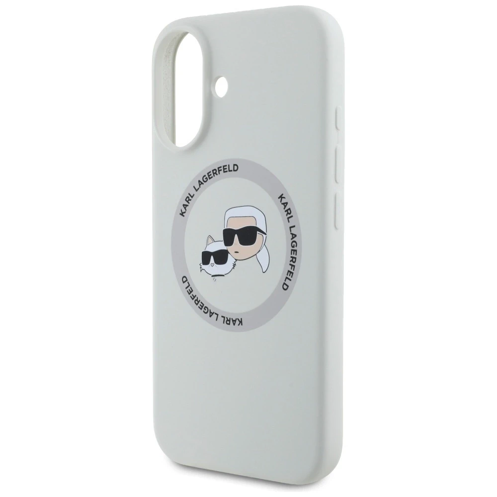 Dėklas Karl Lagerfeld Silicone Double Heads And Circle MagSafe Apple iPhone 16, smėlio spalvos