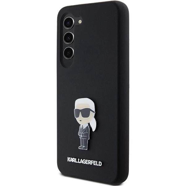 Dėklas Karl Lagerfeld KLHCS23MSMHKNPK S23+ S916 juodos spalvos Silicone Ikonik Metal Pin