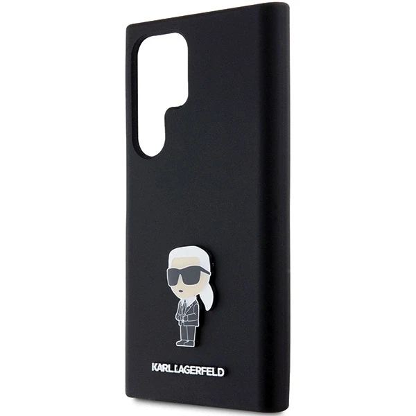 Dėklas Karl Lagerfeld KLHCS24LSMHKNPK S24 Ultra S928 juodos spalvos Silicone Ikonik Metal Pin