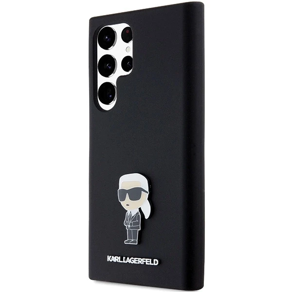 Dėklas Karl Lagerfeld KLHCS24LSMHKNPK S24 Ultra S928 juodos spalvos Silicone Ikonik Metal Pin