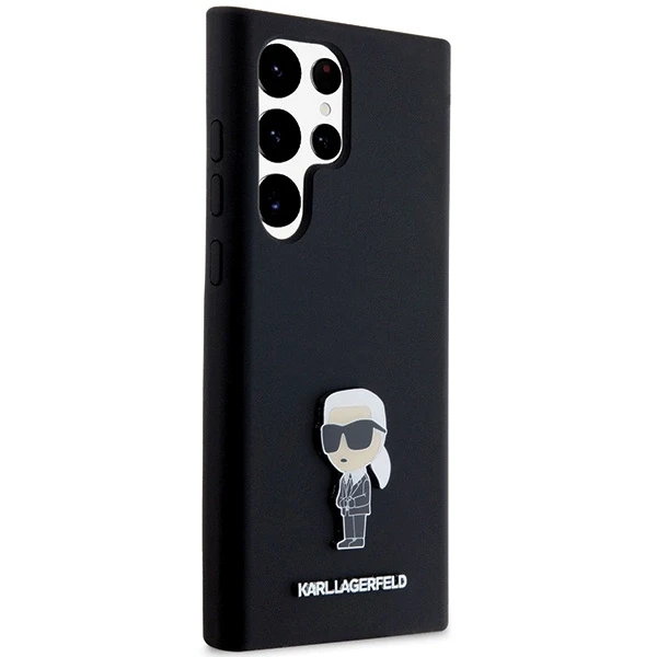 Dėklas Karl Lagerfeld KLHCS24LSMHKNPK S24 Ultra S928 juodos spalvos Silicone Ikonik Metal Pin