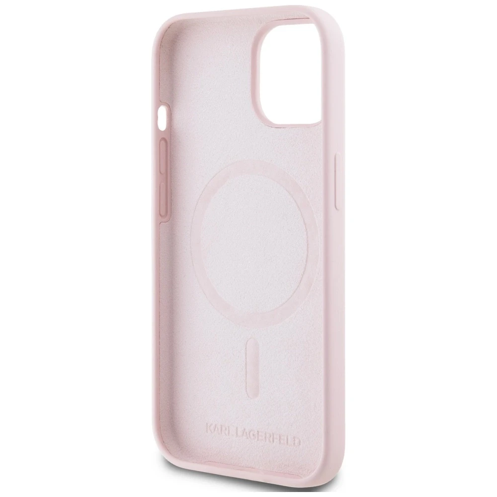 Dėklas Karl Lagerfeld Silicone Karl&Choupette MagSafe iPhone 15 Plus Case - Rožinė