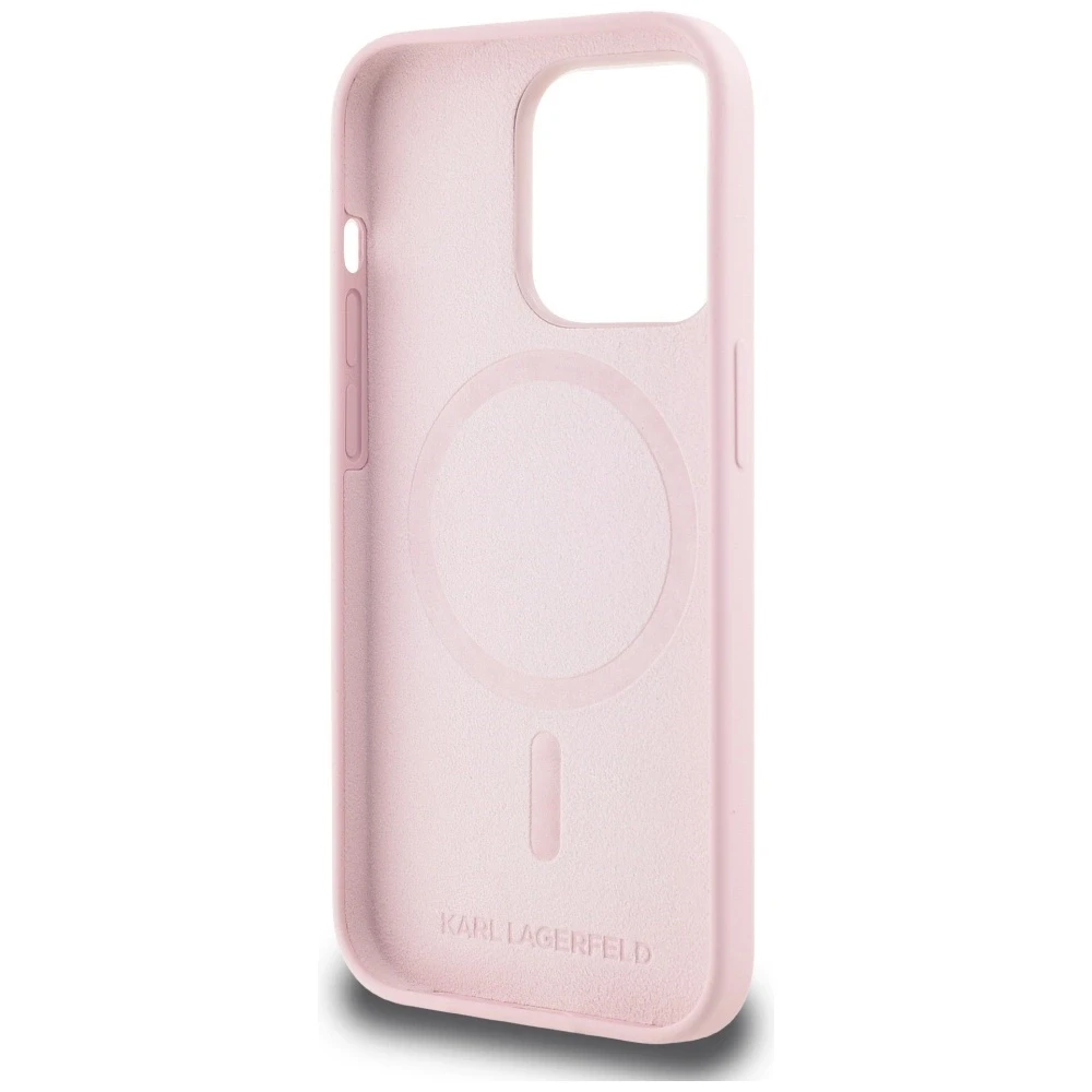 Dėklas Karl Lagerfeld Silicone Karl&Choupette MagSafe Apple iPhone 14 Pro Max rožinės spalvos