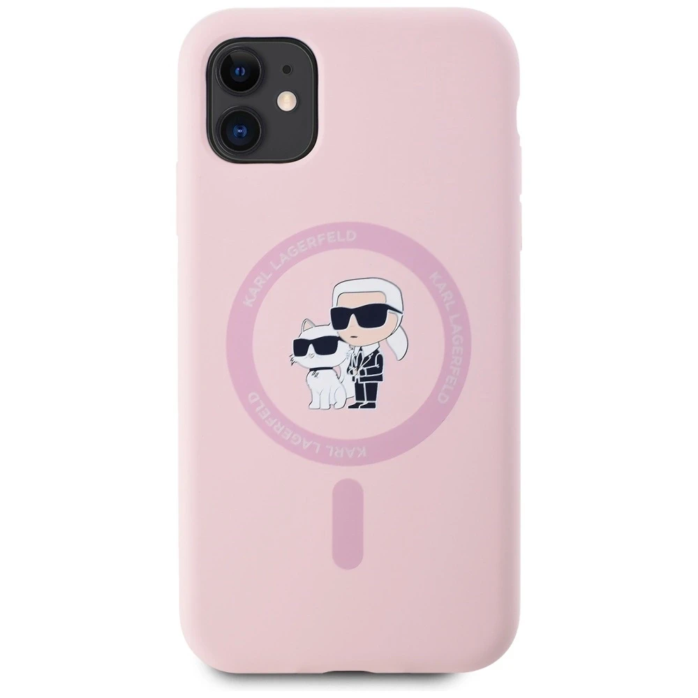 Dėklas Karl Lagerfeld Silicone Karl&Choupette MagSafe iPhone 11 Case - Rožinė