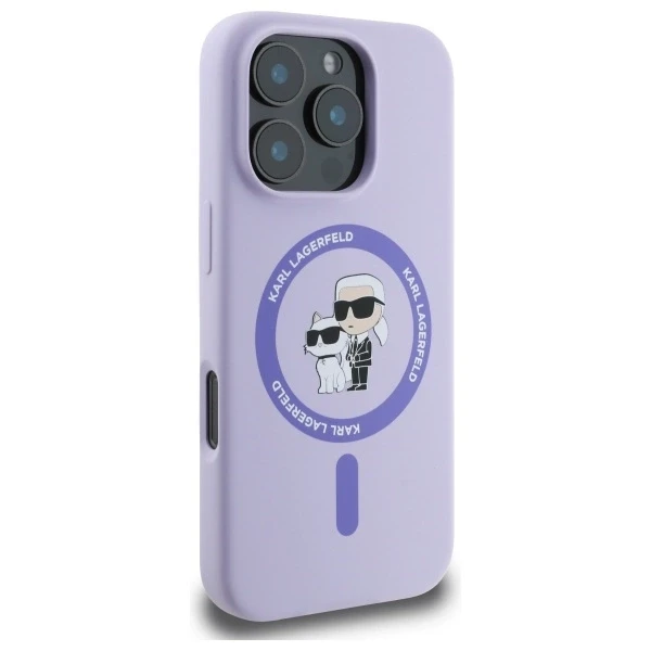 Karl Lagerfeld KLHMP16LSCMKCRHU iPhone 16 Pro 6.3″ violetinis kietas dėklas Silicone Karl&Choupette