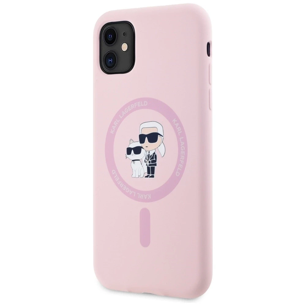 Dėklas Karl Lagerfeld Silicone Karl&Choupette MagSafe iPhone 11 Case - Rožinė
