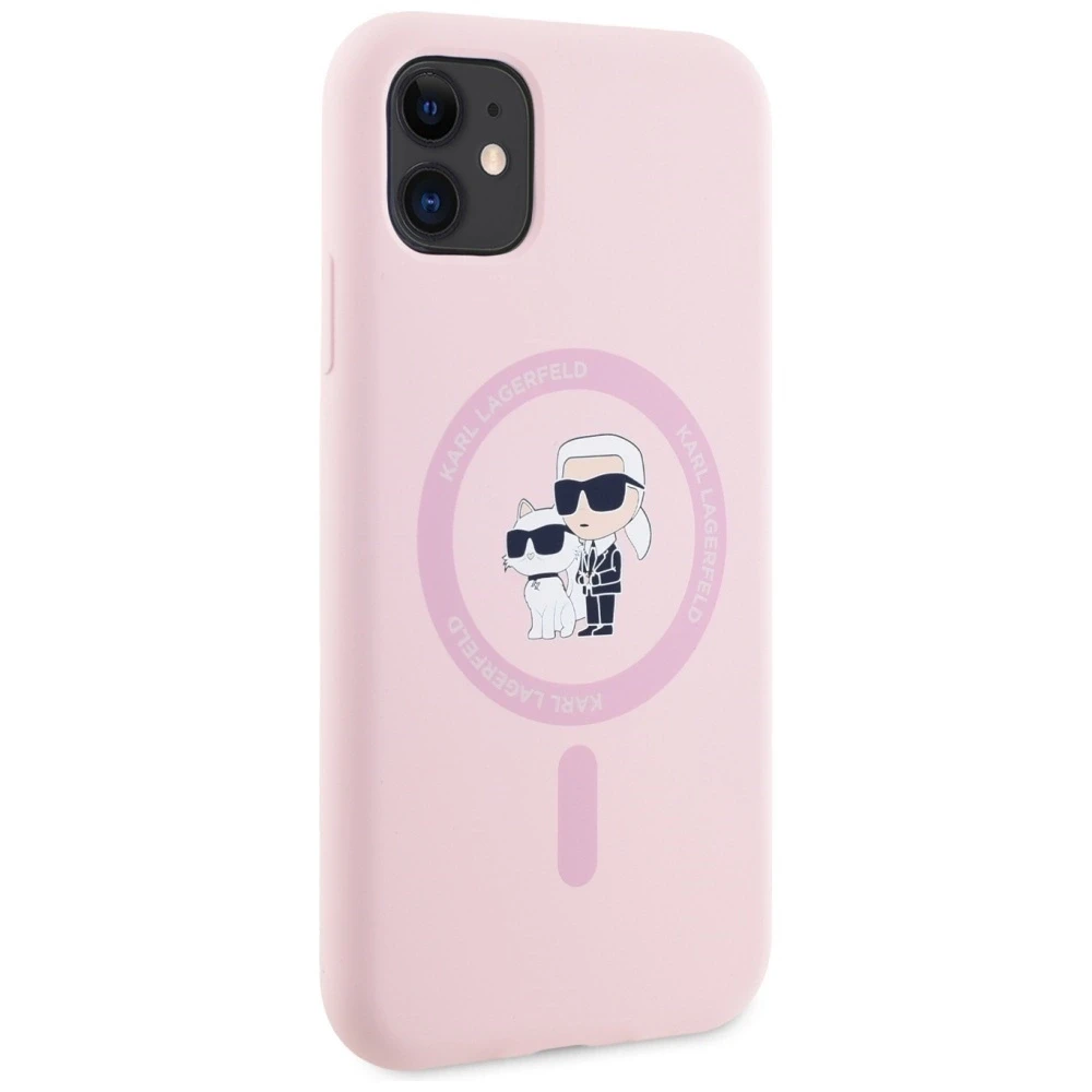 Dėklas Karl Lagerfeld Silicone Karl&Choupette MagSafe iPhone 11 Case - Rožinė