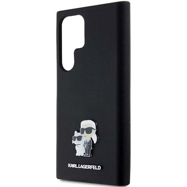 Samsung Galaxy S24 Ultra Karl Lagerfeld silikoninis dėklas Karl&Choupette Metal Pin (KLHCS24LSMHKCNPK) juodos spalvos