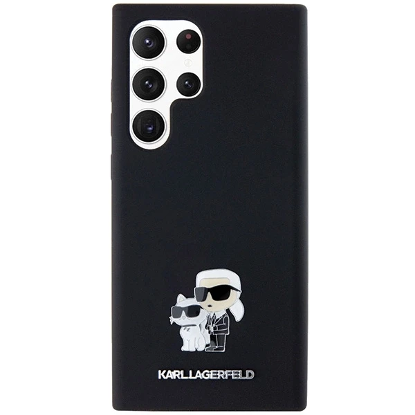 Samsung Galaxy S24 Ultra Karl Lagerfeld silikoninis dėklas Karl&Choupette Metal Pin (KLHCS24LSMHKCNPK) juodos spalvos