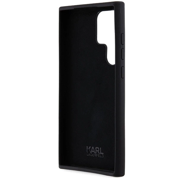 Samsung Galaxy S24 Ultra Karl Lagerfeld silikoninis dėklas Karl&Choupette Metal Pin (KLHCS24LSMHKCNPK) juodos spalvos
