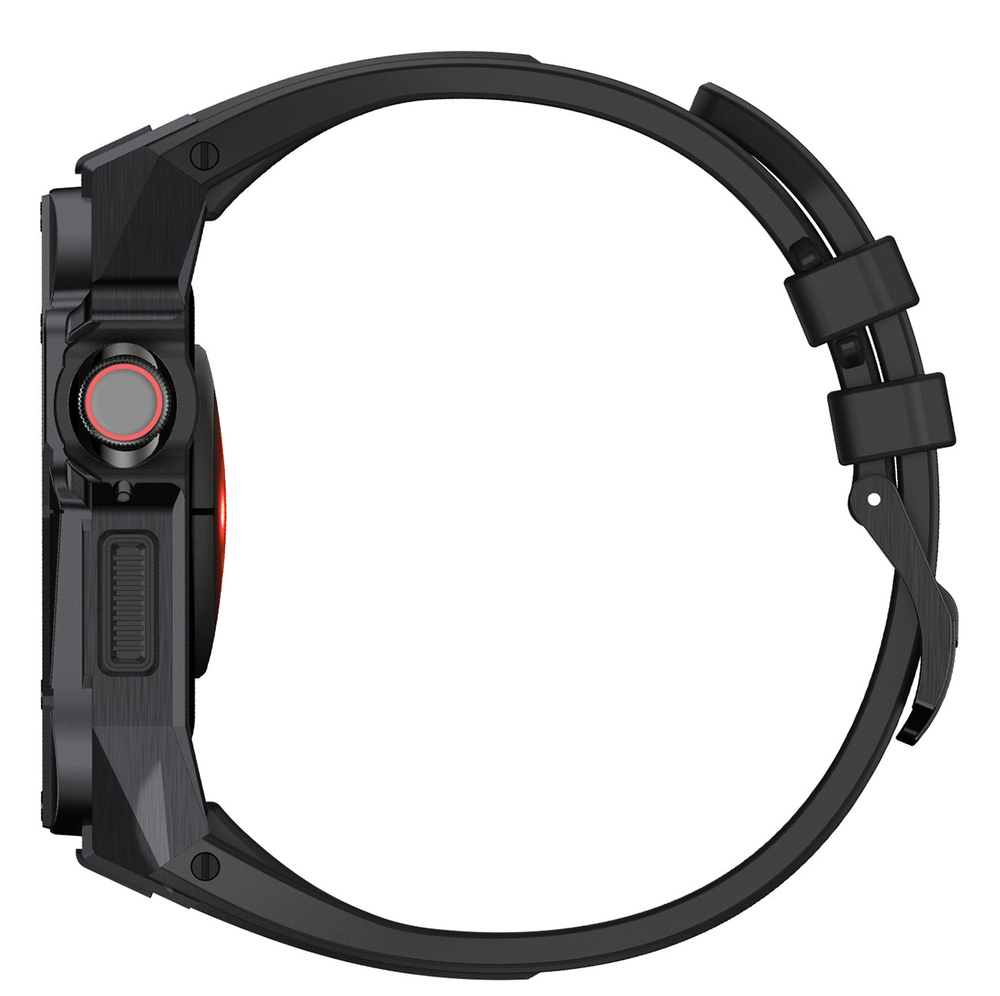 [GRĄŽINTA PREKĖ] „Kingxbar CYF140 2in1“ apsauginis dėklas „Apple Watch 9, 8, 7“ (45 mm) iš nerūdijančio plieno su dirželiu, juodas (Atnaujinta)