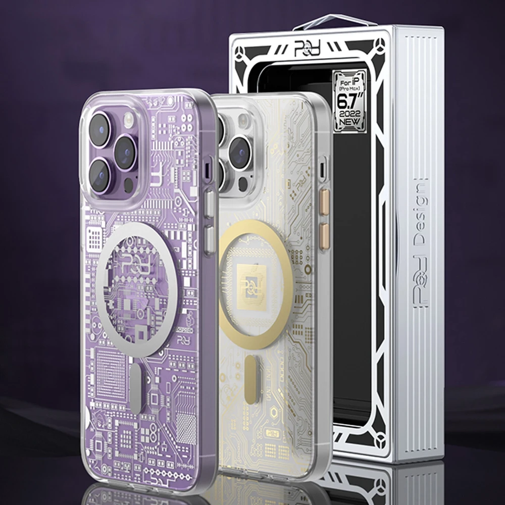 Dėklas Kingxbar PQY Geek Series magnetinis iPhone 14 Pro MagSafe auksinis