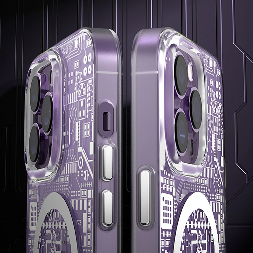 Kingxbar PQY Geek Series magnetic iPhone 14 Plus MagSafe dėklas telefonui sidabrinės spalvos