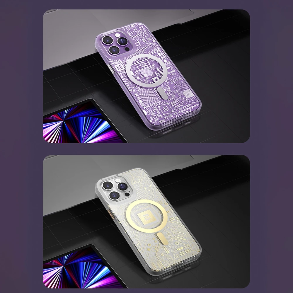Dėklas Kingxbar PQY Geek Series magnetinis iPhone 14 Pro MagSafe auksinis