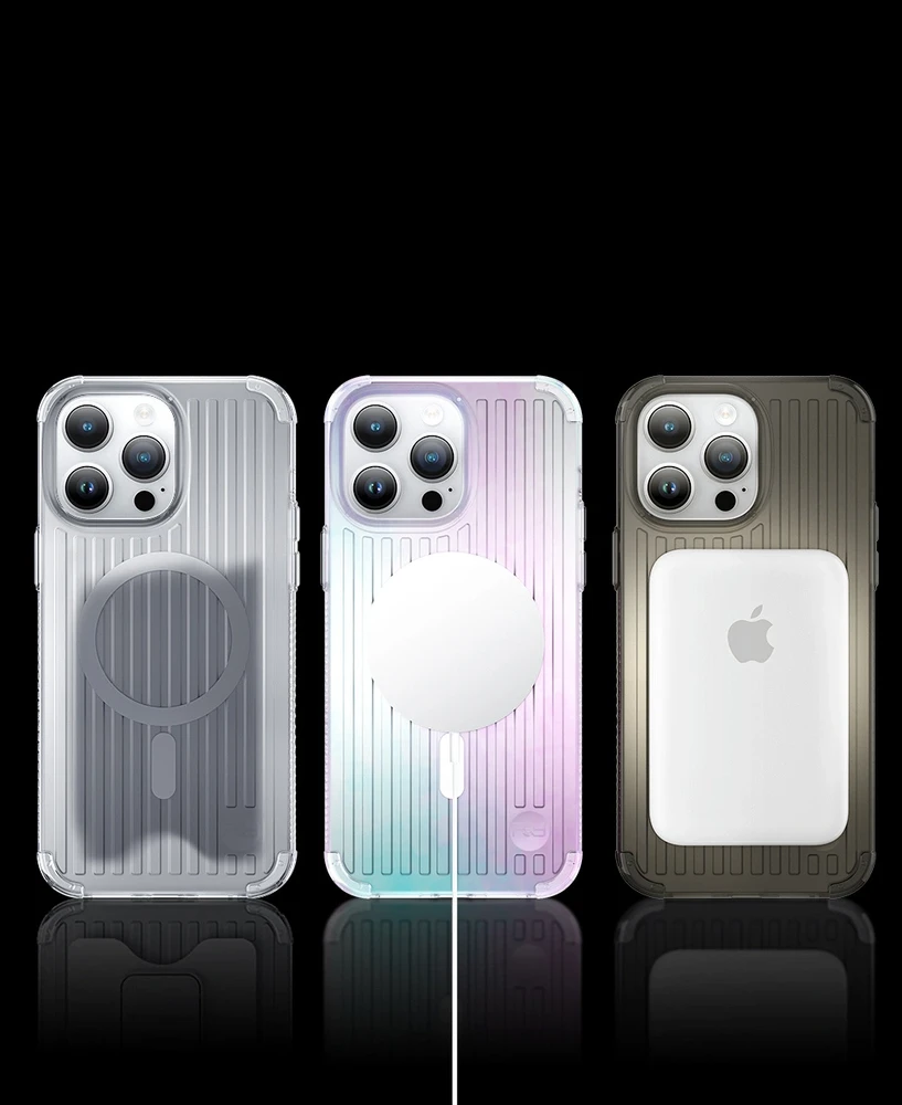 Kingxbar PQY Go Out Series magnetic Apple iPhone 14 Plus MagSafe dėklas telefonui sidabrinės spalvos