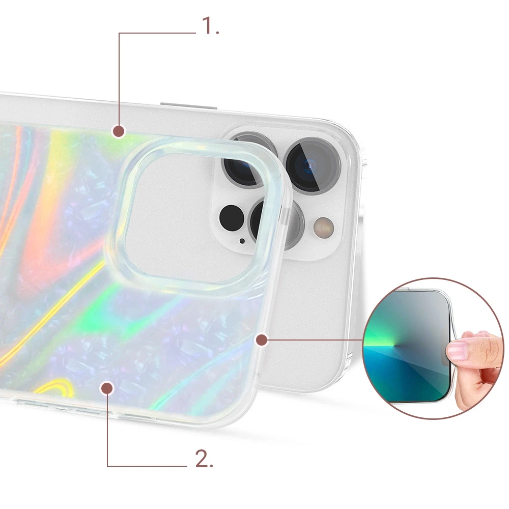Kingxbar Shell Series luxury elegant phone dėklas telefonui Apple iPhone 13 Pro pearl-mint