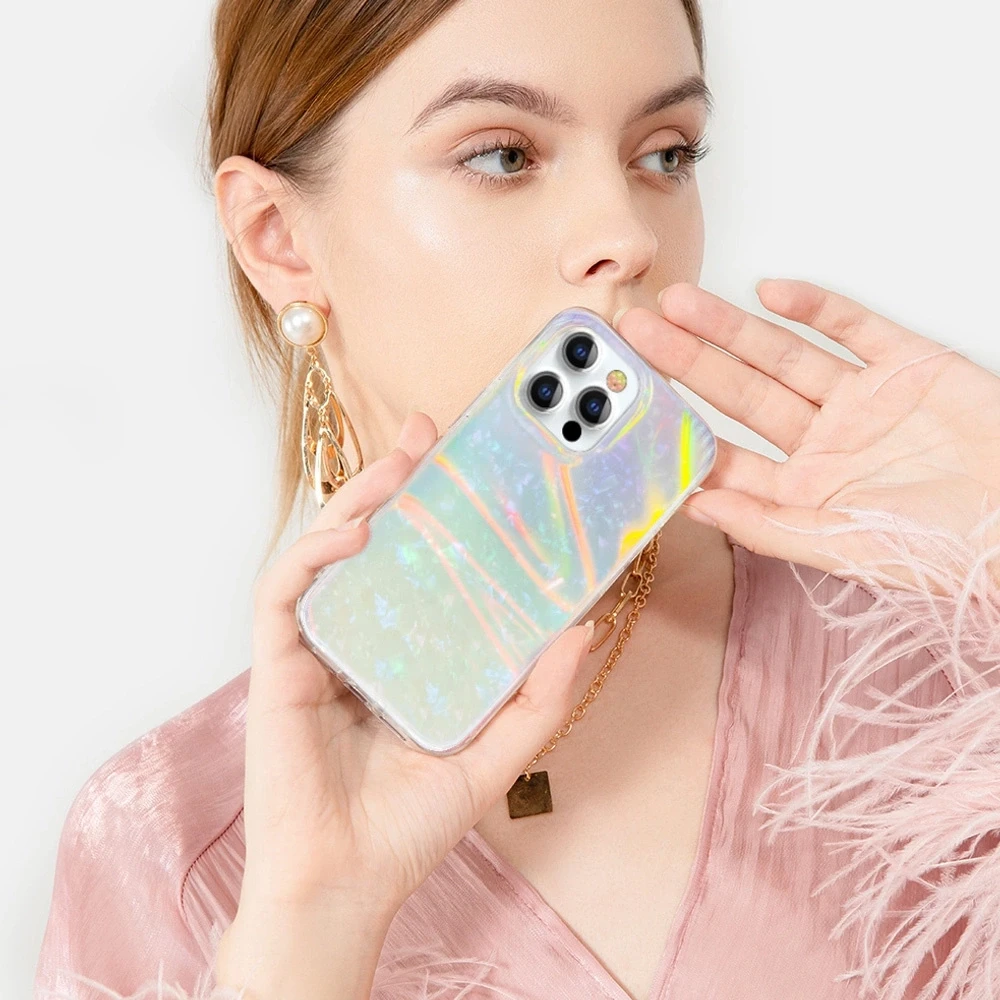 Kingxbar Shell Series luxury elegant phone dėklas telefonui Apple iPhone 13 Pro pearl-mint