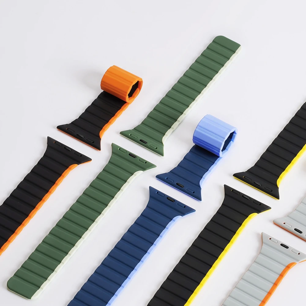 Magnetic Apple Watch SE, 9, 8, 7, 6, 5, 4, 3, 2, 1 (41, 40, 38 mm) Dux Ducis apyrankė (LD Version) – juodos ir geltonos spalvos