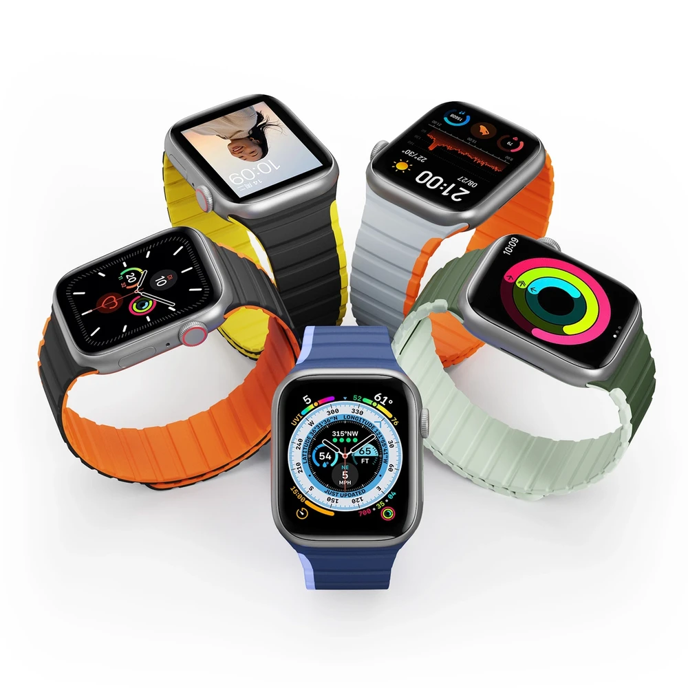 Magnetic Apple Watch SE, 9, 8, 7, 6, 5, 4, 3, 2, 1 (41, 40, 38 mm) Dux Ducis apyrankė (LD Version) – juodos ir geltonos spalvos