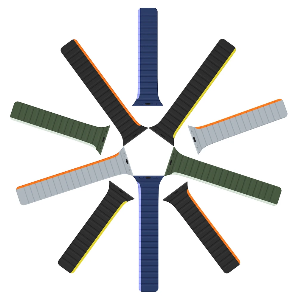 Magnetic Apple Watch SE, 9, 8, 7, 6, 5, 4, 3, 2, 1 (41, 40, 38 mm) Dux Ducis apyrankė (LD Version) – juodos ir geltonos spalvos