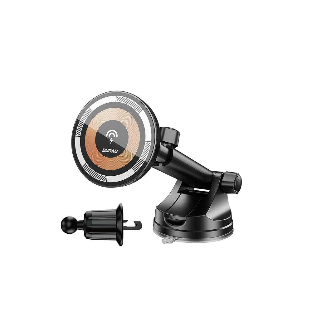 Magnetinis automobilinis laikiklis Dudao F12MAX+ su Qi indukciniu įkrovikliu, 15W (juodas)