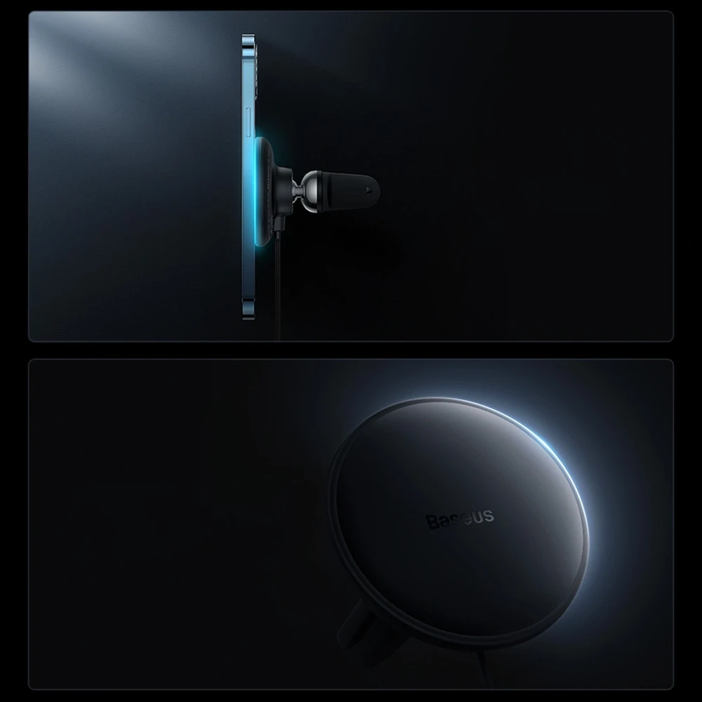 Magnetinis automobilinio telefono laikiklis Baseus CW01 prie ventiliacijos tinklelio su automobiliniu įkrovikliu USB-C, 15W + 25W (juodas)
