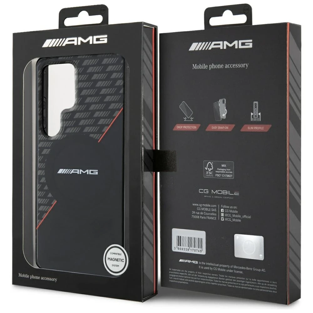 Mercedes Dėklas AMG Double Layer Rhombs MagSafe Samsung Galaxy S25 Ultra juodos spalvos/red