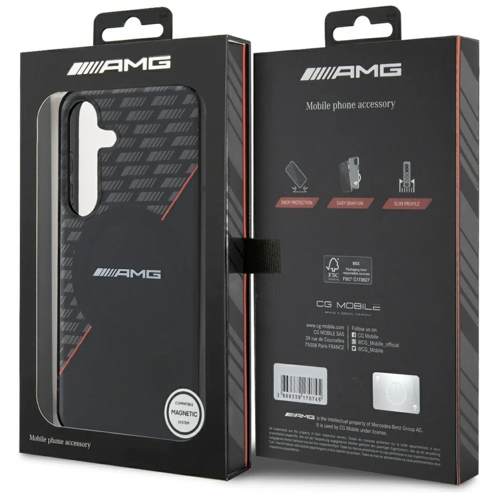 Mercedes Dėklas AMG Double Layer Rhombs MagSafe Samsung Galaxy S25+ juodos spalvos/red