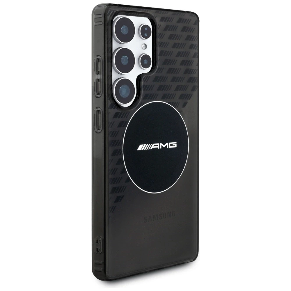 Mercedes Dėklas AMG skaidrus Rhombs MagSafe Samsung Galaxy S25 Ultra juodos spalvos