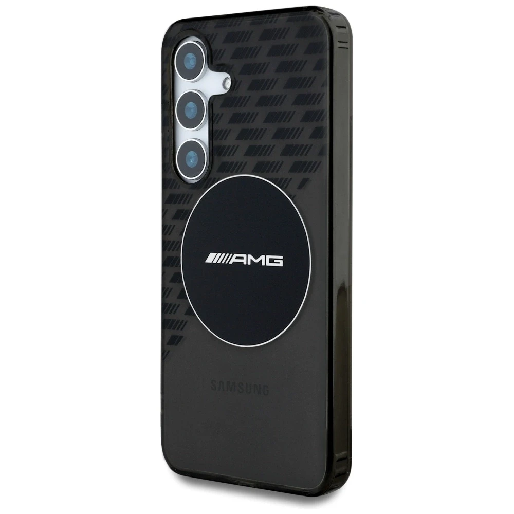 Dėklas Mercedes Cas AMG Transparent Rhombs MagSafe skirta Samsung Galaxy S25 juodas