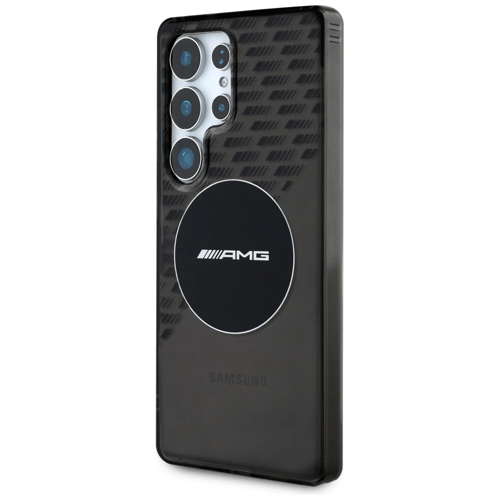 Mercedes Dėklas AMG skaidrus Rhombs MagSafe Samsung Galaxy S25 Ultra juodos spalvos