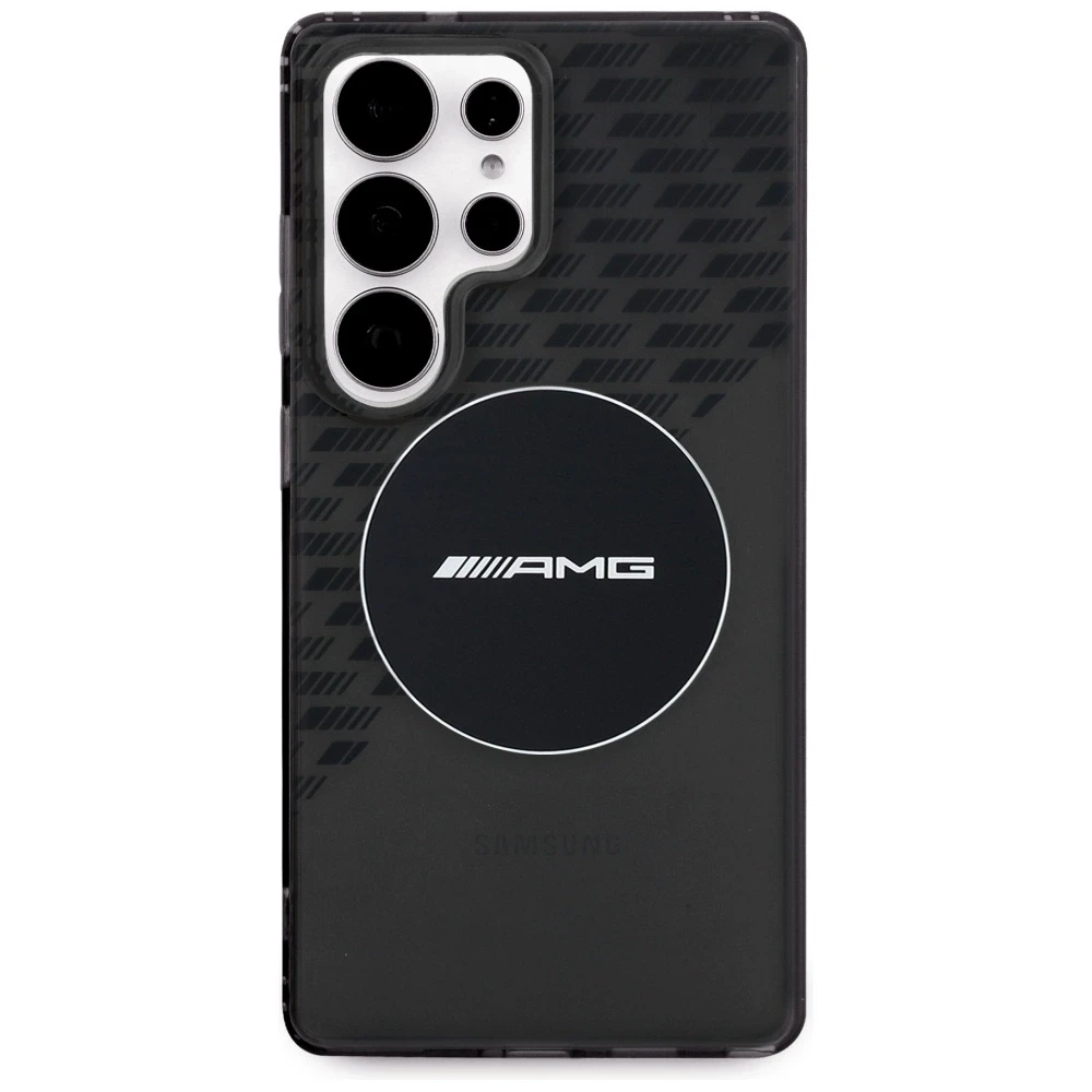 Mercedes Dėklas AMG skaidrus Rhombs MagSafe Samsung Galaxy S25 Ultra juodos spalvos