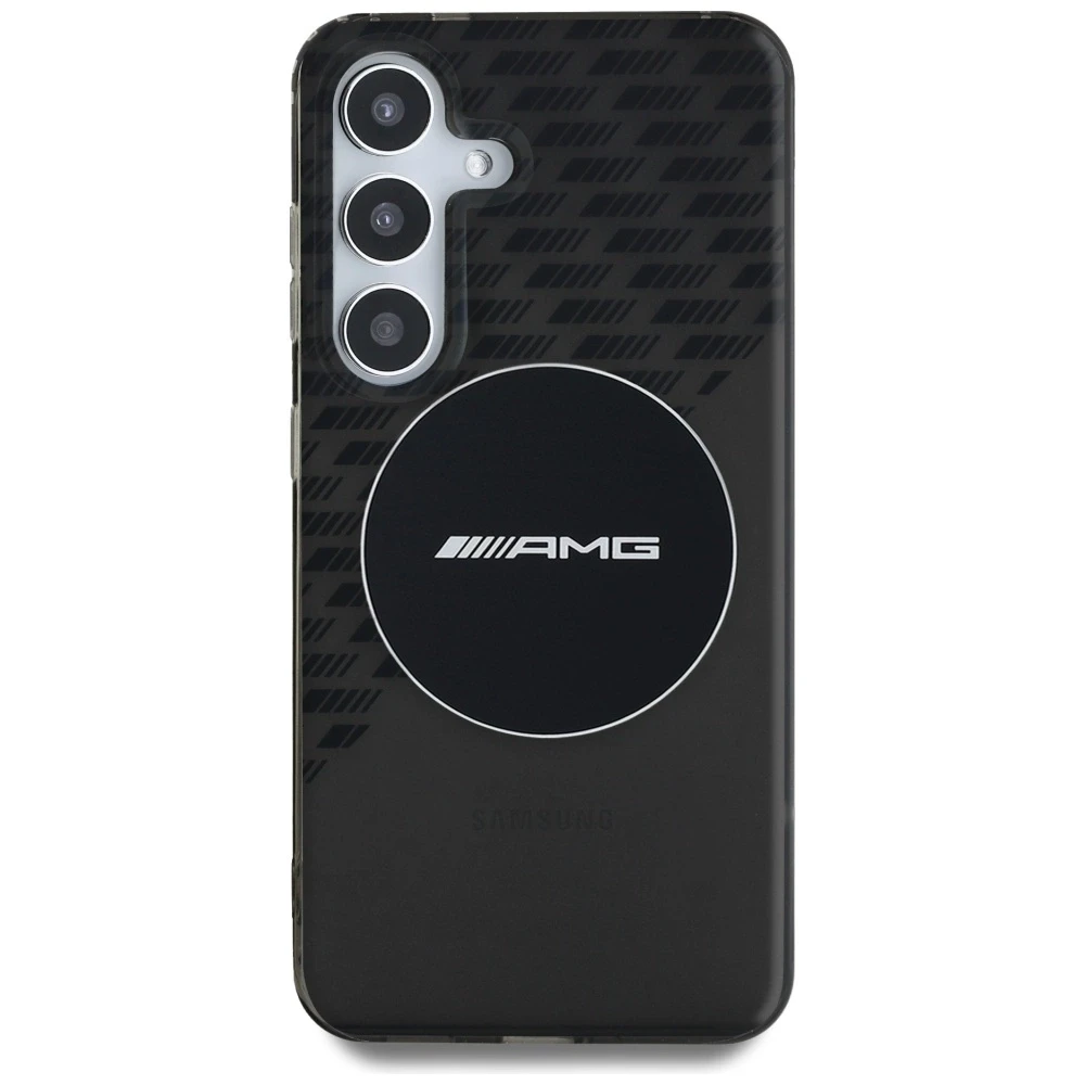 Dėklas Mercedes Cas AMG Transparent Rhombs MagSafe skirta Samsung Galaxy S25 juodas