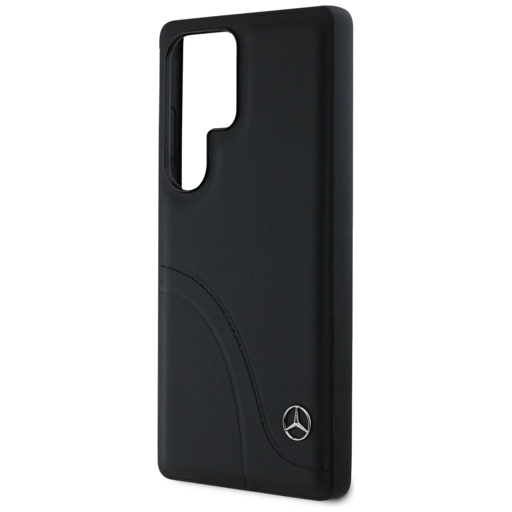 Mercedes Leather Curved Stitches Samsung Galaxy S25 Ultra dėklas telefonui juodos spalvos